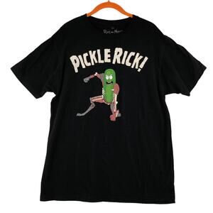 Rick and Morty Pickle Rick Mens Size Large Tee Shirt Black Jersey Knit Graphic